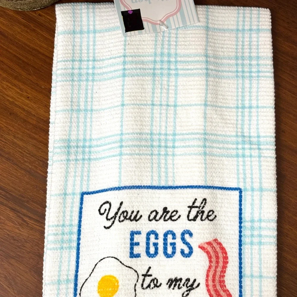 NOVELTY POP ART EGGS & BACON DECORATIVE KITCHEN TOWEL COTTON WHIMSICAL KITSCH